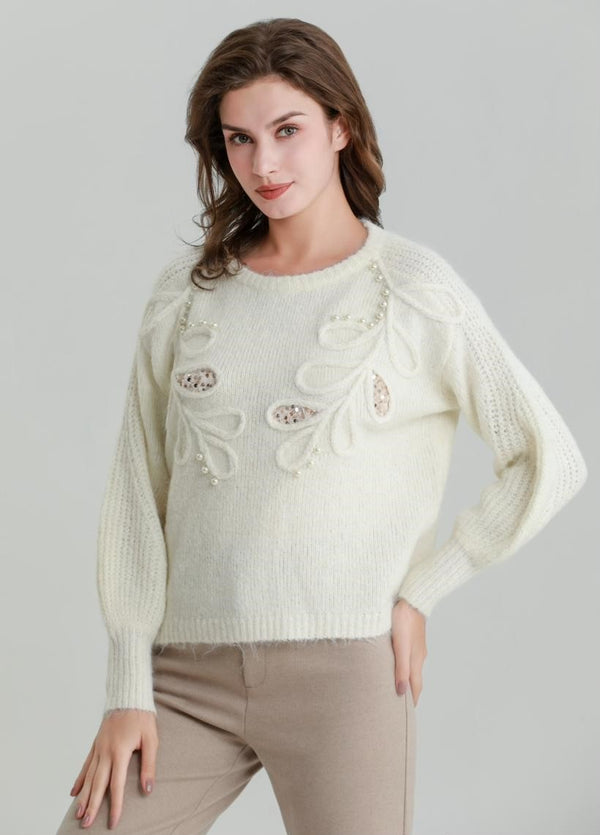 Pearl Sequin Embellished Hand Knit Jumper