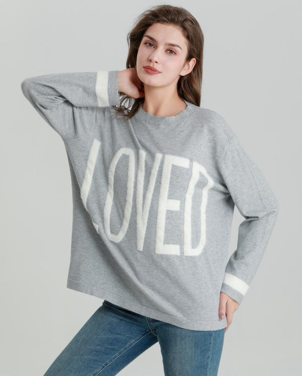 Loved Slogan Soft Touch Knit Jumper