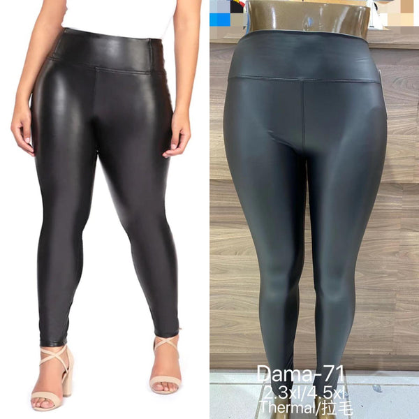 PLUS SIZE Leather Look High Waisted Leggings