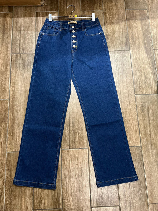 Wide Leg Gold Button Fly Front Voggo Jeans