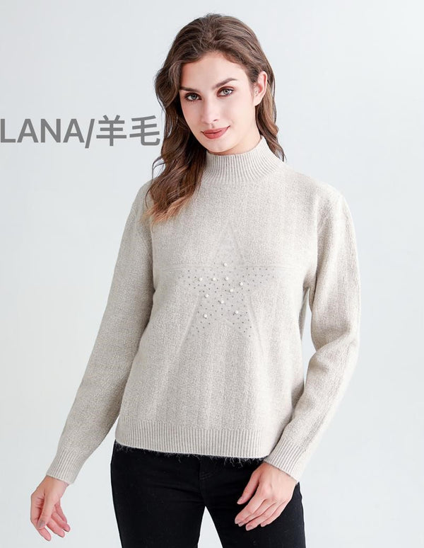 Pearl Star Soft Wool Blend Knit Jumper