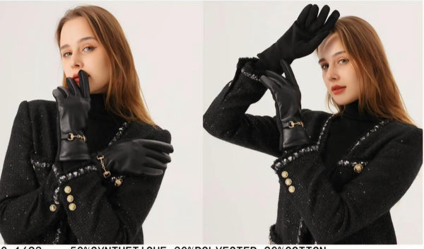 Buckle Vegan Leather Gloves