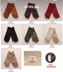 Contrast Suedette Fleece Ugg Style Gloves