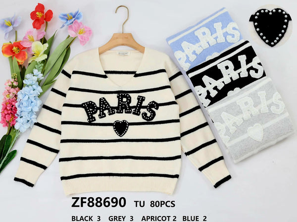 Paris Pearl Stripe Knit Jumper