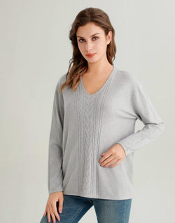 V Cable Front Soft Fine Knit Jumper