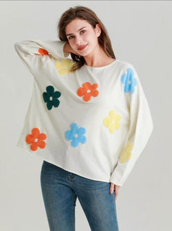Multi Boucle Daisy Soft Fine Knit Jumper