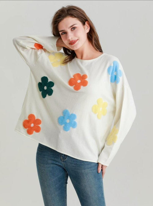 Multi Boucle Daisy Soft Fine Knit Jumper