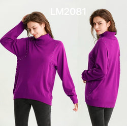 Silver Stud Cowl Soft Touch Knit Jumper