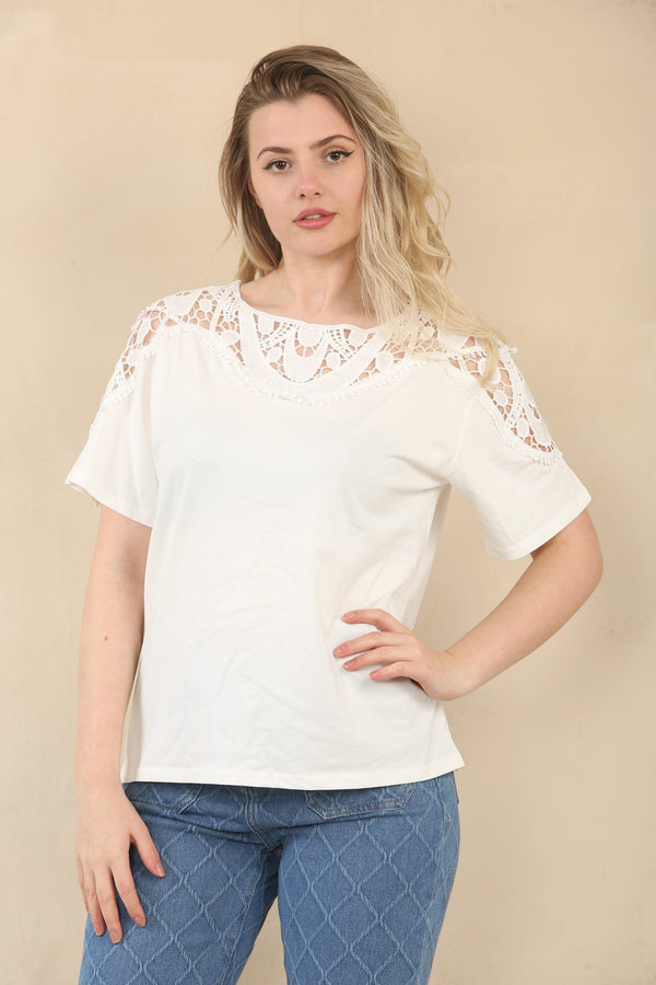 Lace Crochet Trim Cotton Top