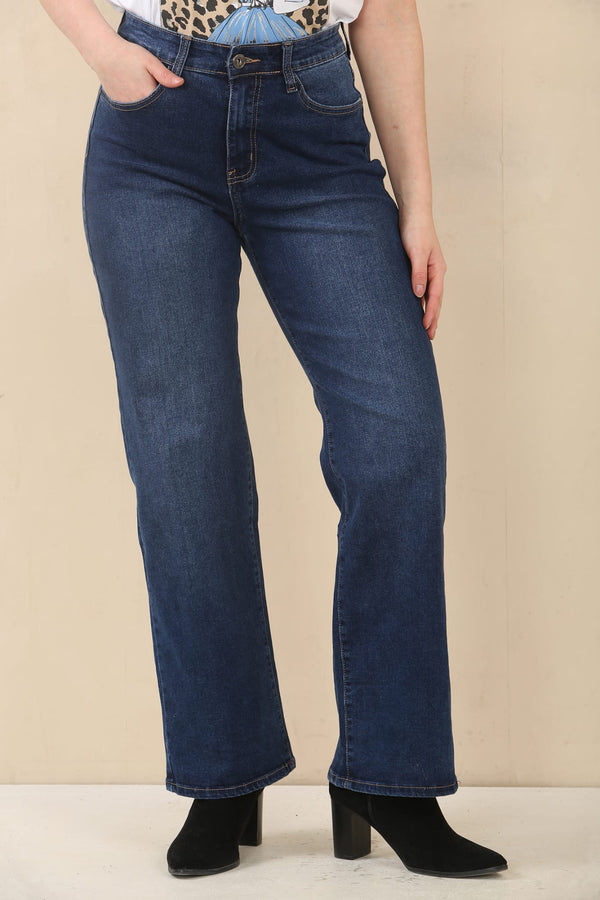 Vintage Washed Denim Wide Leg Jeans