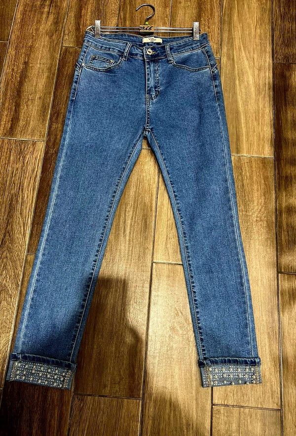 Pearl Turn Up Stretch Jeans