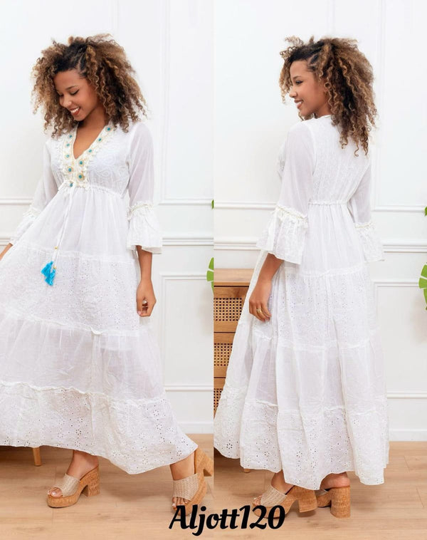 Embroidery Anglaise Maxi Dress