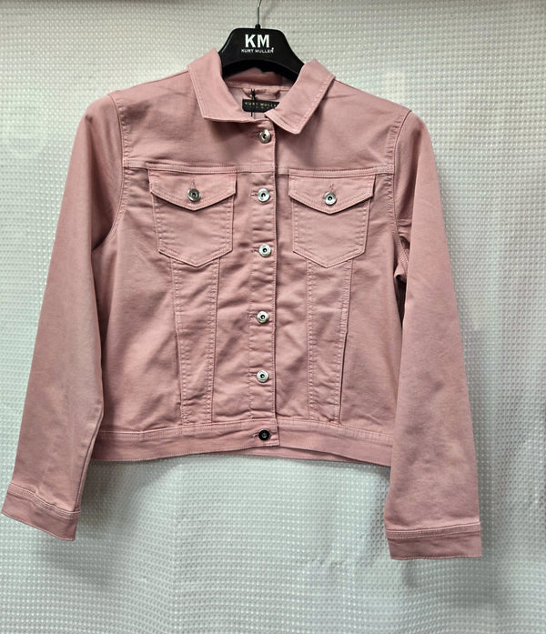 Kurt Muller Soft Pink Washed Denim Cotton Stretch Jacket