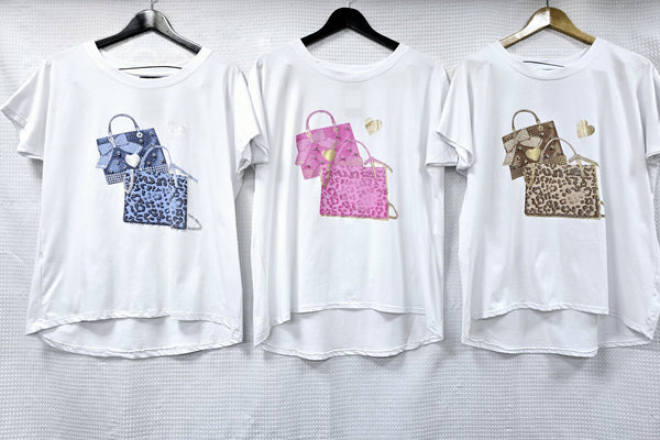 Crystal Bag Cotton T-shirt Top