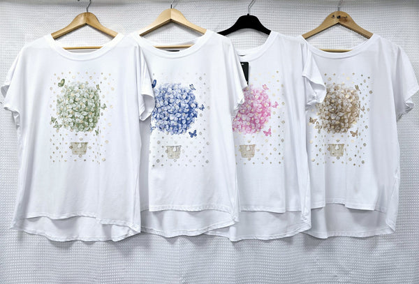 Butterfly Hot Air Balloon Cotton T-shirt Top