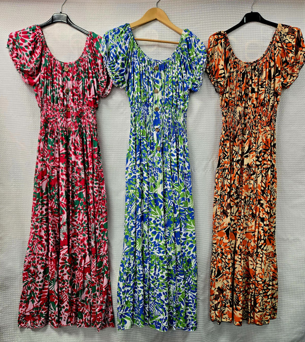 Tonal Print Bardot Maxi Dress