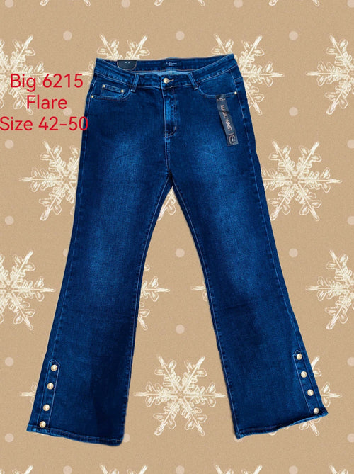 Plus Size Gold Button Bootcut Flare Jeans