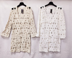 Long Crochet Cotton 2 Pocket Cardigan