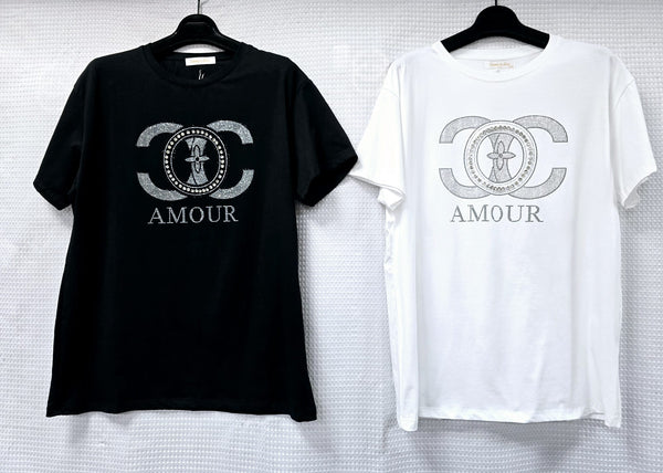 Amoure CC Diamante Cotton T-shirt Top