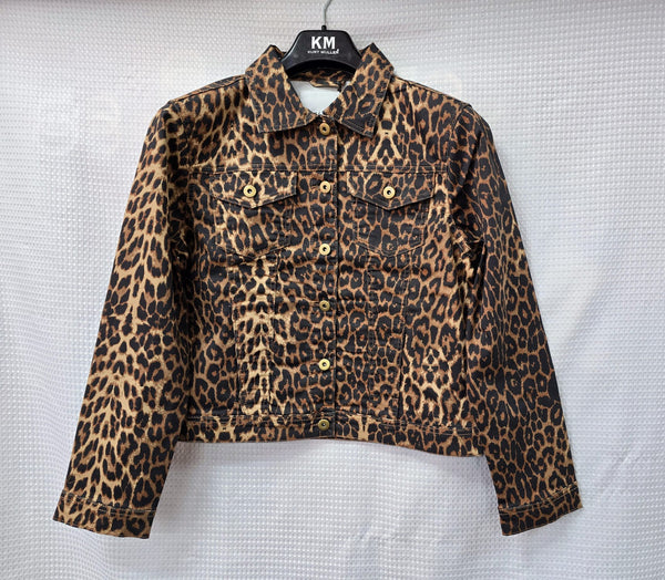 Leopard Print Denim Cotton Stretch Jacket