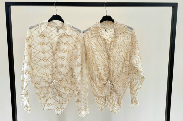 Embroidery Anglaise Tencel High Low Shirt