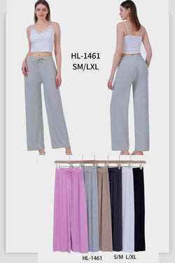 Plain Plisse Wide Leg Elasticated Trousers