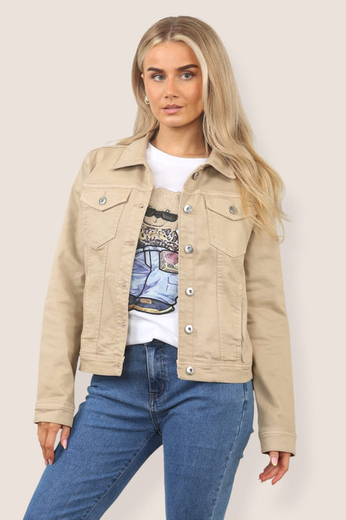 Kurt Muller Light Mocha Brown Denim Cotton Stretch Jacket
