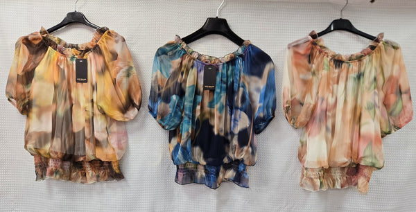 Floral Bardot Short Sleeve Blouse