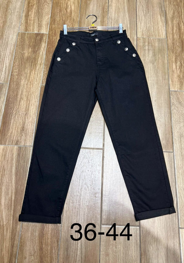 Black Side Button Mom Fit Turn up Voggo Jeans