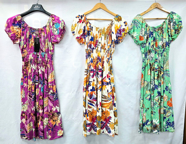 Vintage Floral Gold Foil Midi Dress
