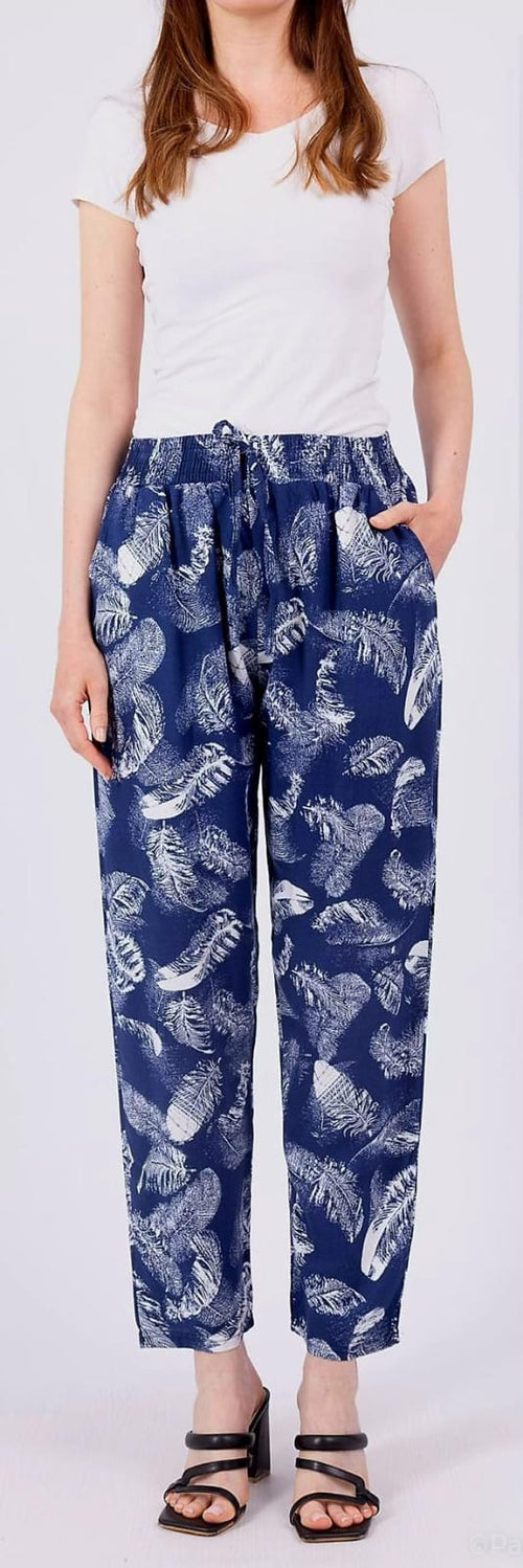 Feather Print Tapered Trousers