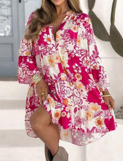 Pink & White Floral Smock Tunic Dress