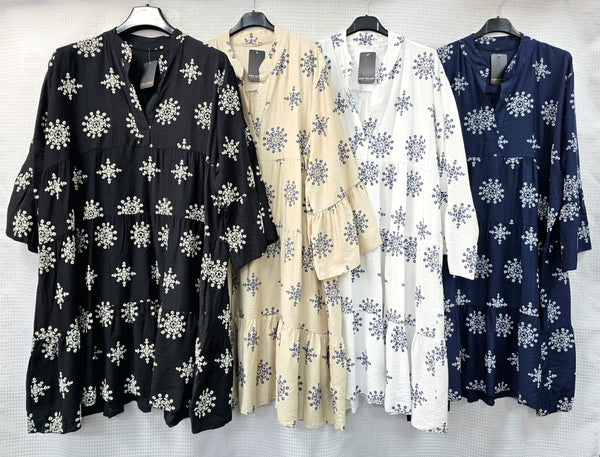 Abbie Embroidered Tiered Tunic Dress