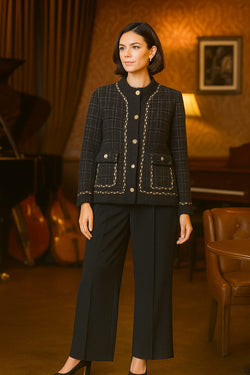 Pearl Gold Plait Detail Edge Ch Cardigan