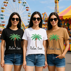 Palm Print Cotton High Low Tshirt