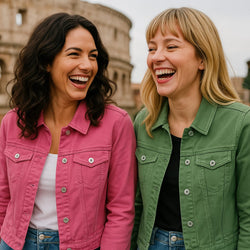 Kurt Muller Fuschia Pink Cosmo Washed Denim Cotton Stretch Jacket