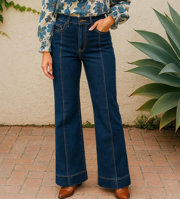 Wide Leg Indigo Seam Front Voggo Jeans
