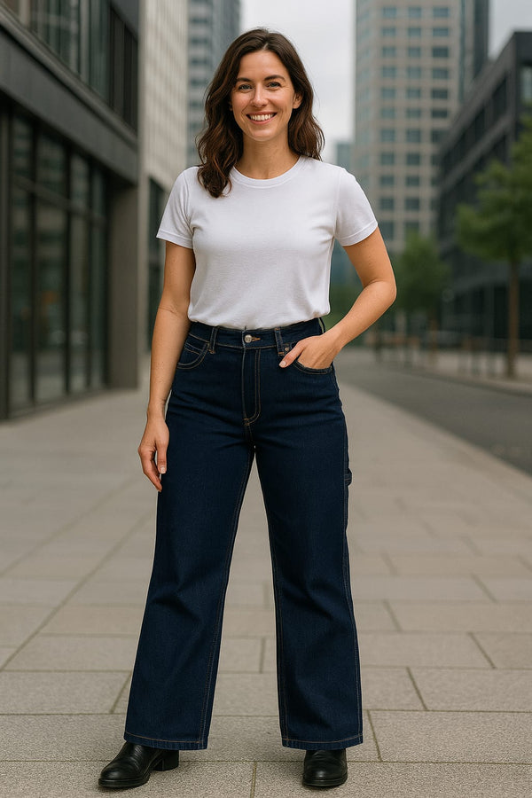 Voggo Dark Wash Carpenter Wide Leg Jeans