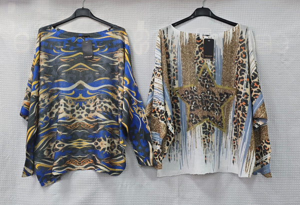 Royal Design and Leopard Fine Knit Mesh Top