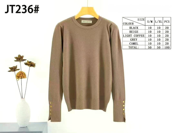 Gold Button Crew Knit
