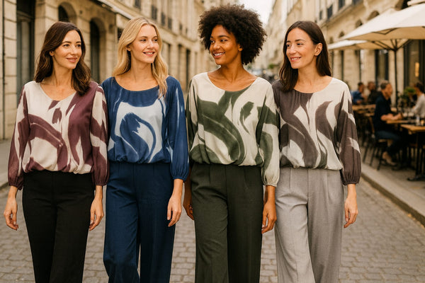 Marble Print Bubble hem blouse