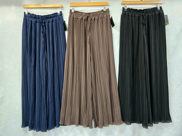 Premium Italian Plisse Wide Leg Palazzo Trousers