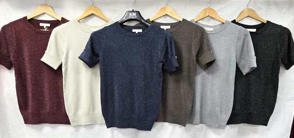 Crystal Lurex Cuff Knit Top
