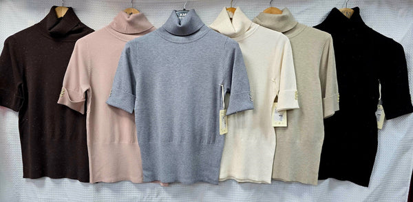 Daisy Crystal Cuff Detail Polo Short Sleeve Knit