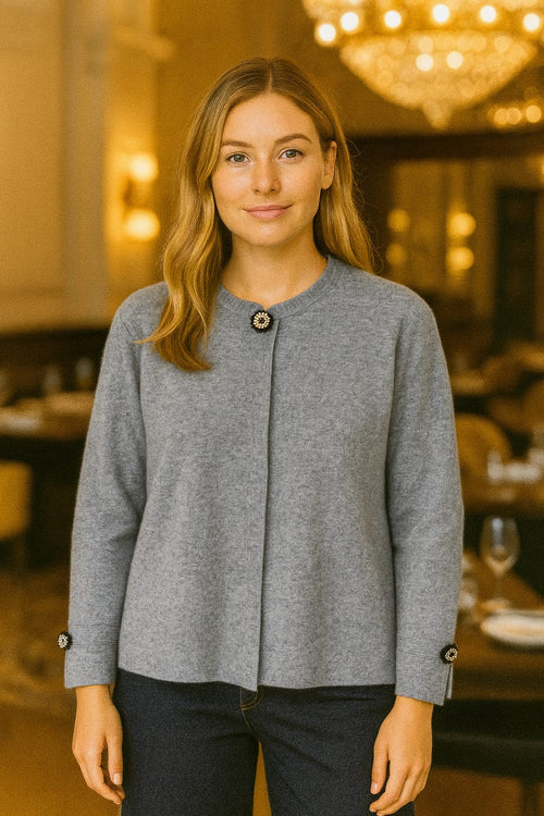 Crystal button Cardigan Soft Knit Cape