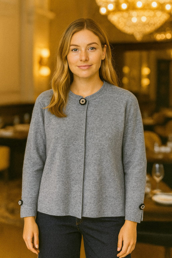 Crystal button Cardigan Soft Knit Cape