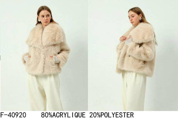 Big Collar Soft Touch Luxurious Faux Fur Coat