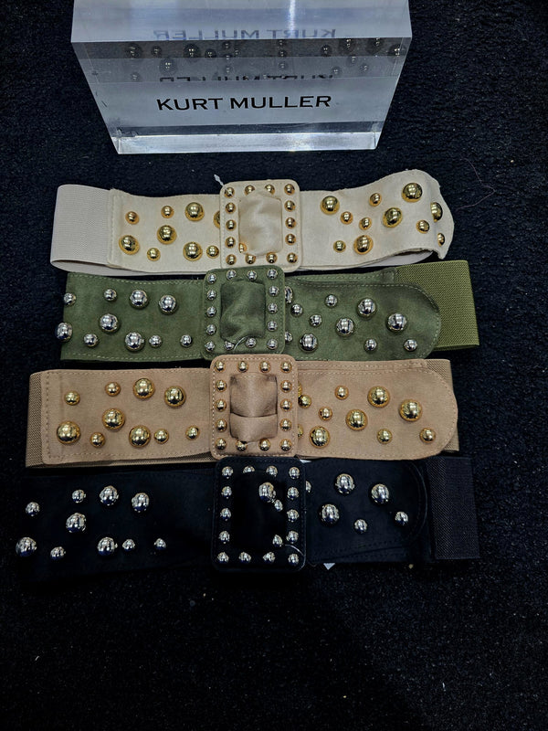 Gold Stud Suedette Stretch belt