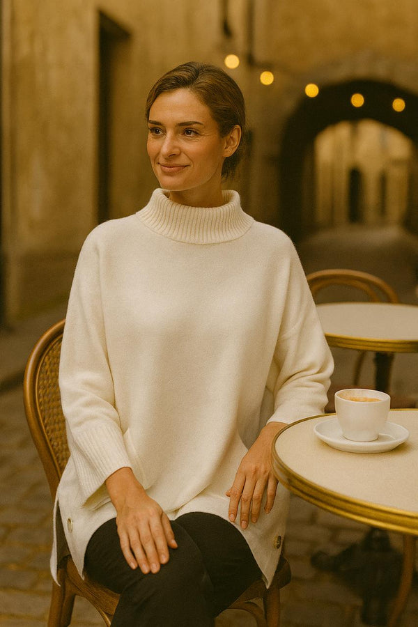 High Low Button Pocket Knit Jumper