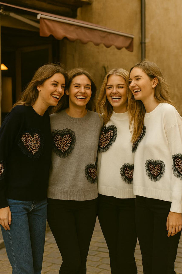 3D Leopard Heart Frill Jumper